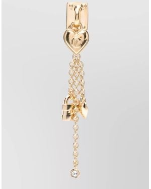 Chloé Chain Drop Earrings Gemstone Heart Charm - White