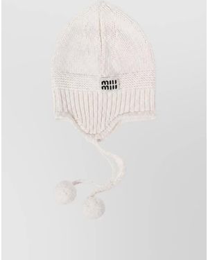 Miu Miu Cashmere Wool Beanie Hat - White
