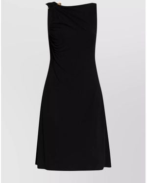 Versace Draped One Shoulder Knee Length Dress - Black