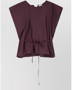 Alysi Cotton Top Tie Waist Round Neck - Purple