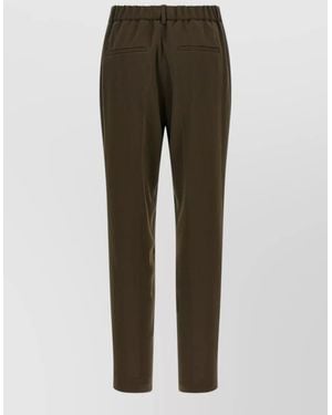 Alberto Biani Crepe Trousers Elastic Waistband Back Pockets Beltloops - Green