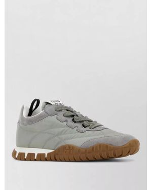 Miu Miu Suede Leather Lace-Up Sneakers - Gray