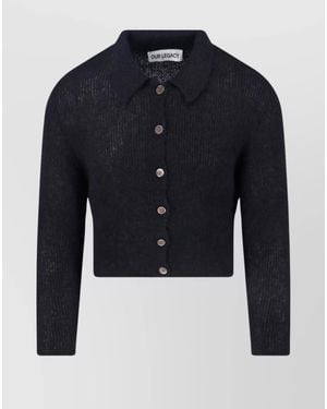 Our Legacy Ribbed Crewneck Top Collared Design - Blue