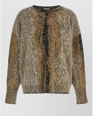 Nude Alpaca Wool Oversized Abstract Pattern Sweater - Multicolor