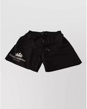 Dolce & Gabbana Crown Beachwear Swim Shorts - Black
