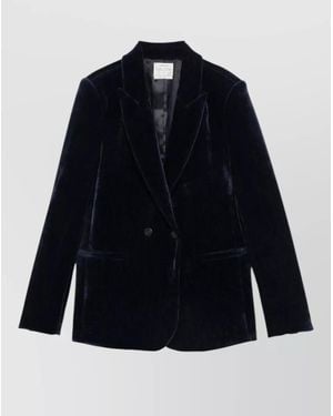 forte_forte Double Breasted Velvet Tailored Jacket - Blue