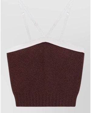 Prada Top Adjustable Straps Contrast Trim Ribbed - Red
