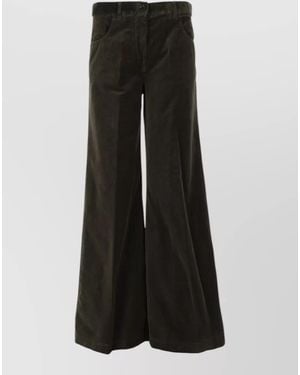 Aspesi Cotton Velvet Wide-Leg Trousers - Black
