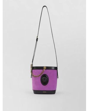 Versace Mini Bucket Bag Suede Chain Detail - Pink