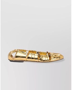 Chloé Leather Cutout Ballerina Flats - Metallic