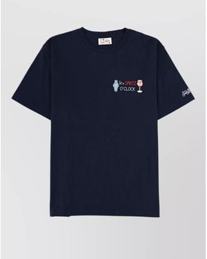 MC2 Saint Barth Crew Neck T Shirt Graphic Embroidery - Blue