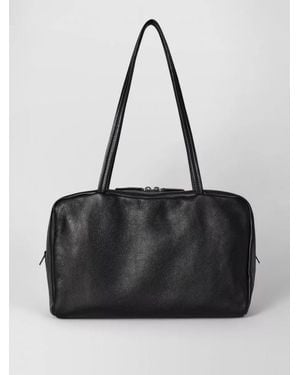 The Row Leather Bowling Tote Bag - Black