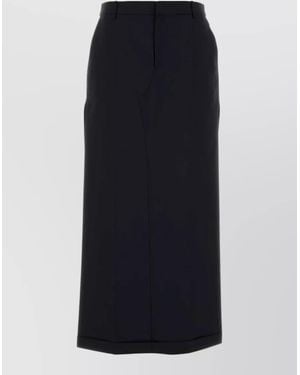 Alexander Wang Wool Blend Midi Pant Skirt Belt Loops - Blue
