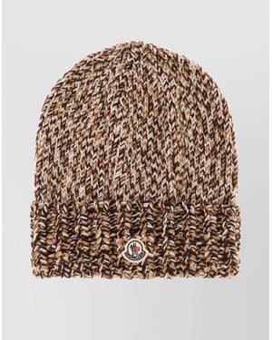 Moncler Knit Beanie Ribbed Cuff - Brown