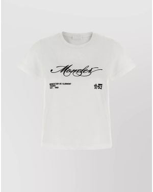 Moncler Cotton Cropped Logo-Embroidered T-Shirt - White