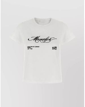 Moncler Cotton Cropped Logo-Embroidered T-Shirt - White
