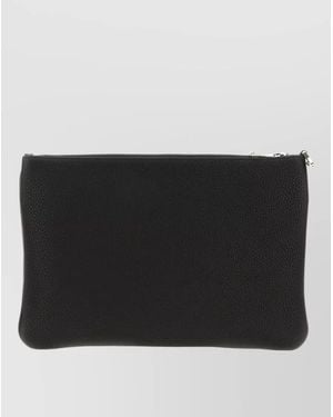 Dolce & Gabbana Leather Pouch Textured Surface Compact Design - Black