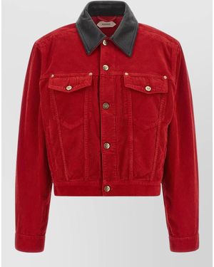 Versace Velvet Cropped Jacket - Red