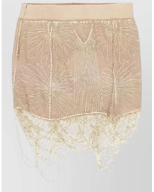The Attico Silk Embellished Mini Skirt - Natural