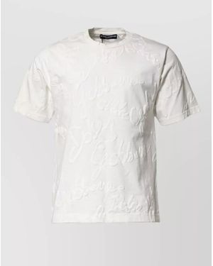 Dolce & Gabbana Cotton Logo Crew Neck Short Sleeve T-Shirt - Natural