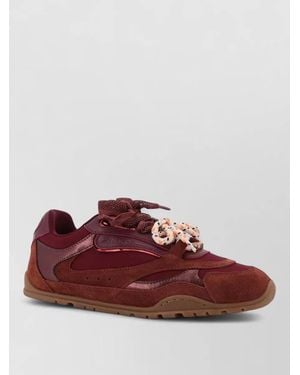 Pinko Leather And Nylon Low-Top Sneakers - Red