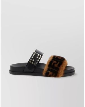Fendi Luxe Fur Strap Slides - Multicolor