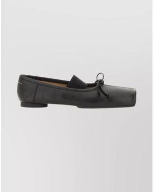 MM6 by Maison Martin Margiela Square Toe Ballerina Shoes With Bow Detail - Black