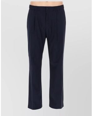 Herno Tailored Wool Blend Pants Front Pleats - Blue