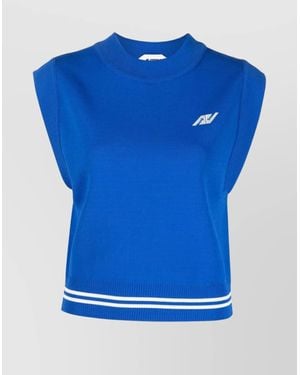 Autry Ribbed Knit Logo Tank Top - Blue