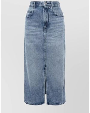 Isabel Marant Denim High-Rise Knee-Length Straight Skirt - Blue