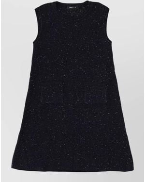 Fabiana Filippi A Line Dress Sleeveless Textured Sparkling Pockets - Black