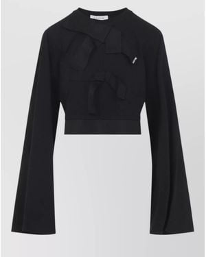 Lanvin Silk Cotton Cropped Long-Sleeve Top - Black