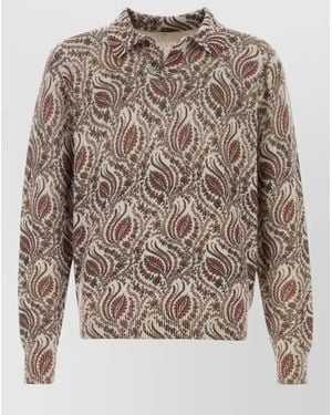 Etro Embroidered Wool Polo Shirt - Brown