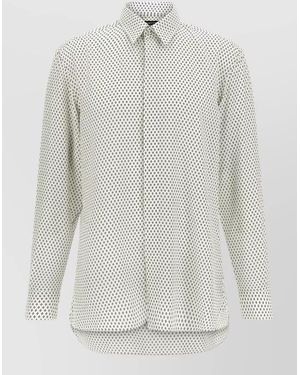 Tom Ford Silk Diamond Print Fluid Fit Shirt - White