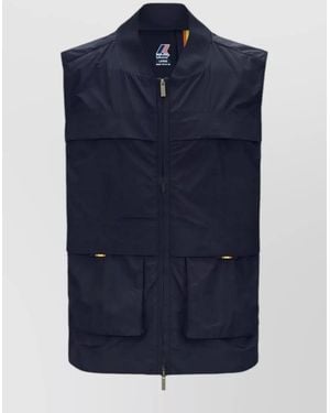 K-Way Sleeveless Jacket Lightweight Fabric Front Pockets - Blue