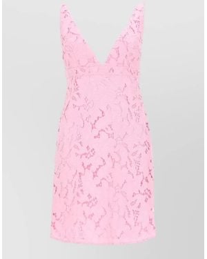 Michael Kors Lace Overlay Mini Dress Sleeveless V Neckline - Pink