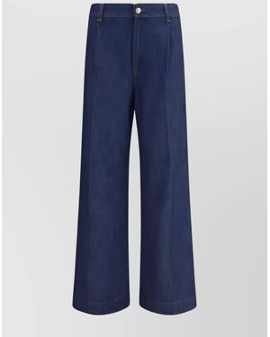 7 For All Mankind High-Rise Pleated Wide-Leg Jeans - Blue