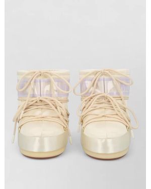 Moon Boot Low Ankle Boots Flat Sole Round Toe - Natural