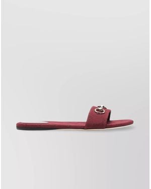 Gucci Canvas Flat Sole Sandals With Metal Hardware - Brown