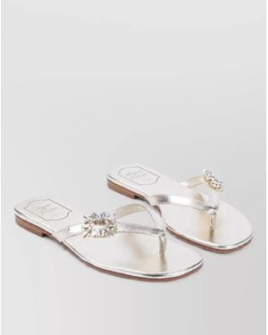 Roger Vivier Leather Flip Flops - White