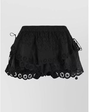 Isabel Marant Neis Cotton Silk Shorts Layered Lace - Black