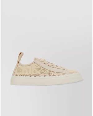 Chloé Lace Lauren Low-Top Trainers With Pull Tab - Natural