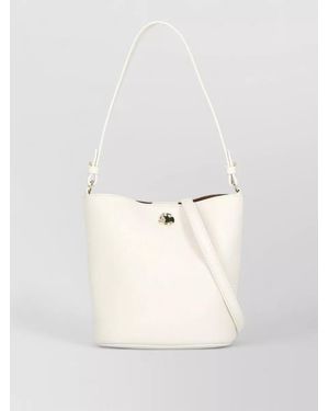 Coccinelle Leather Bucket Shoulder Bag Adjustable Strap - White