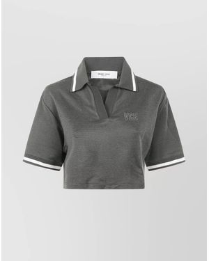 Golden Goose "Journey W's" Cropped Polo Ribbed Collar - Gray