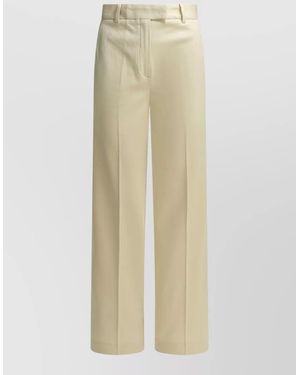 Circolo 1901 Trousers Belt Loops Back Pocket Button Detail - Natural
