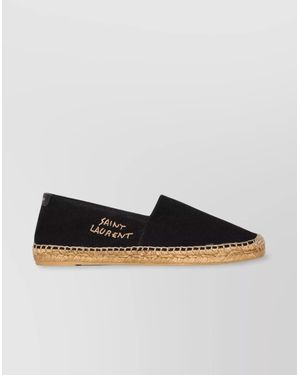 Saint Laurent Logo Embroidered Espadrilles - Black