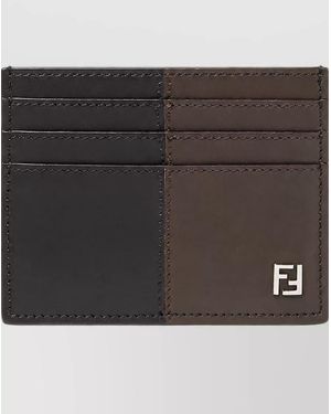 Fendi Calf Leather Bicolour Card Holder - Black