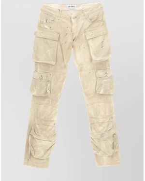 The Attico Denim Marbled Low-Rise Slim-Leg Cargo Pants - Natural