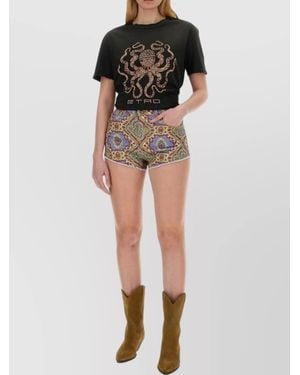 Etro Paisley Print Short Shorts - Black