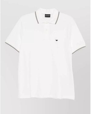 Emporio Armani Logo Polo Shirt Contrast Collar Short Sleeves - White